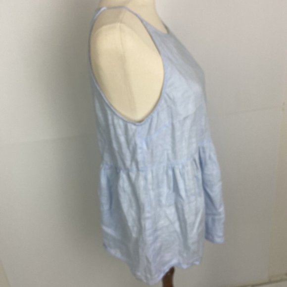 Sportsgirl Size 10 Women's Top Blouse 100% LINEN Blue Tank - Picture 7 of 9